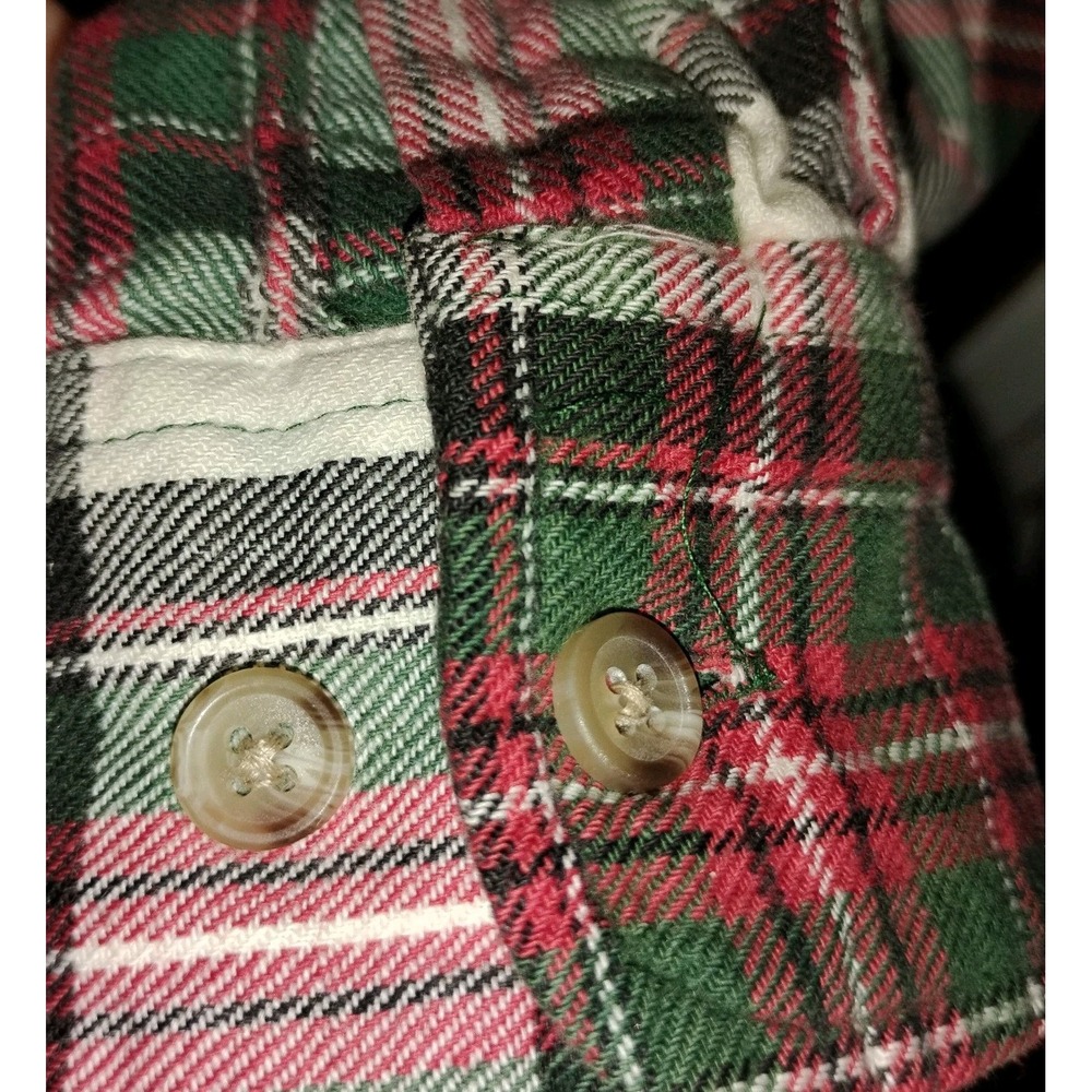 Vtg David Taylor Shirt XL Mens Flannel Plaid Red Green White 100% cotton 90s - Picture 6 of 8